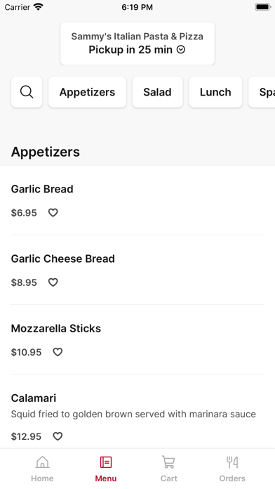 Sammy's Italian Pasta & Pizza iPhone screenshot 2 - Food & Drink app
