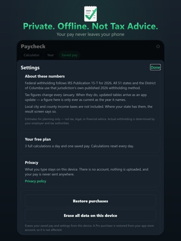 Salary Calculator: US Paycheck iPad screenshot