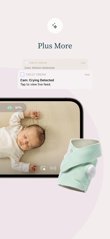 Owlet Dream - Receive smart notifications such as 'Motion Detected' and 'Crying Detected' directly to the app, keeping you informed of your baby's activity.