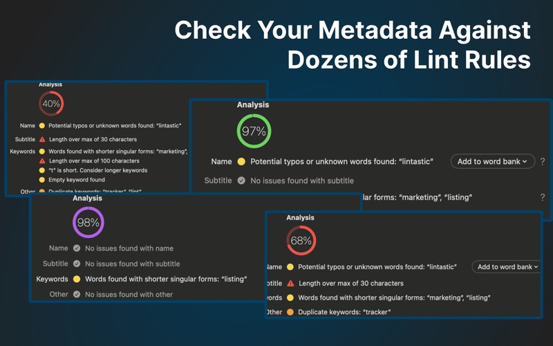 Lintastic ASO Metadata Linter iPhone screenshot