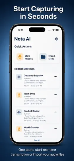 Captura de pantalla de Nota: Meeting Recorder en iPhone 1