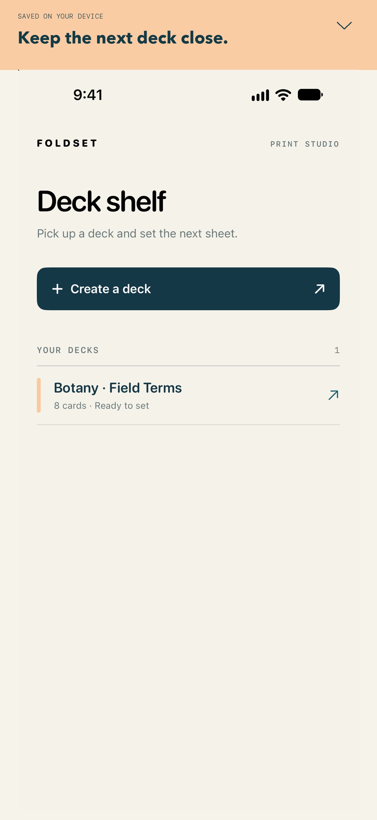 Screenshot 1 of Foldset: Print Study Cards