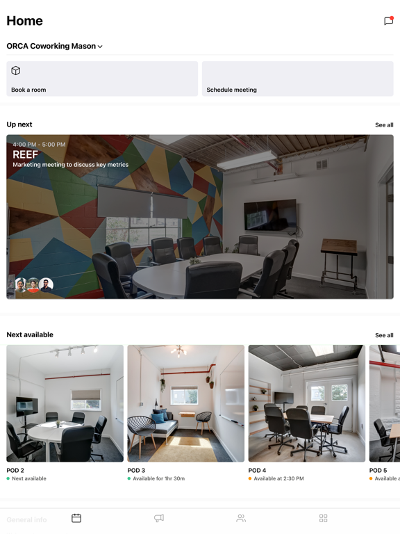 ORCA Coworking iPad screenshot 2 - Productivity app