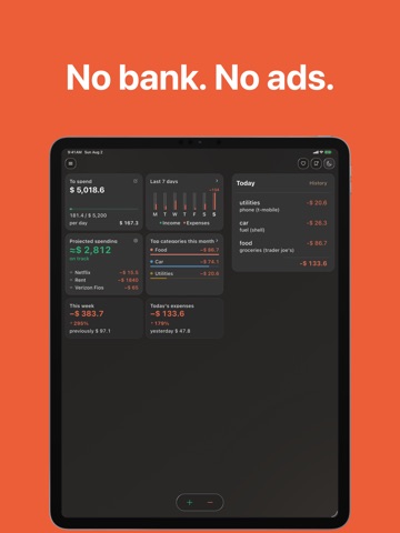 Expense Tracker: Money Gone iPad screenshot