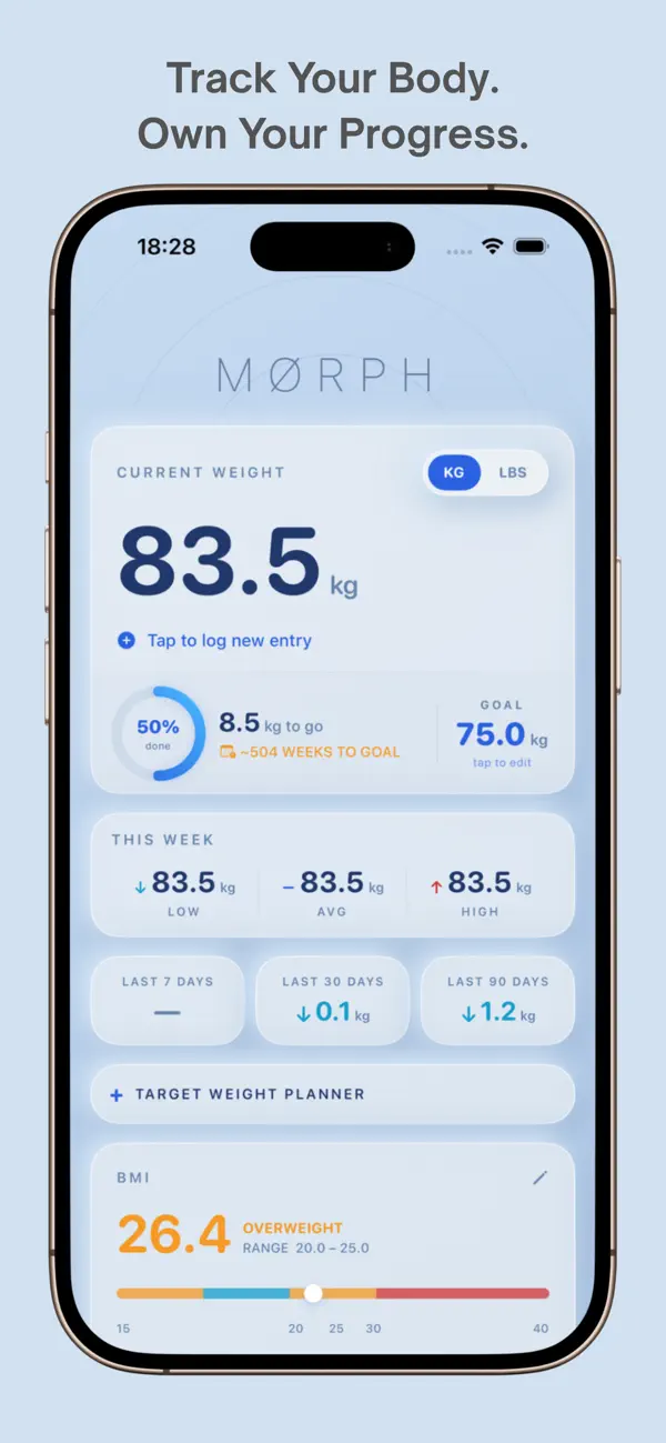 Screenshot #2 pour Morph - Weight Tracker & BMI