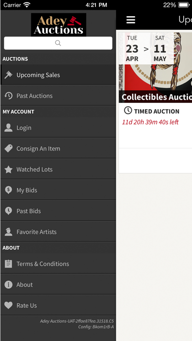 Adey Auctions Screenshot