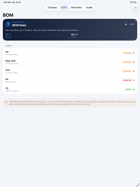PartDelta: BOM Revision screenshot 4