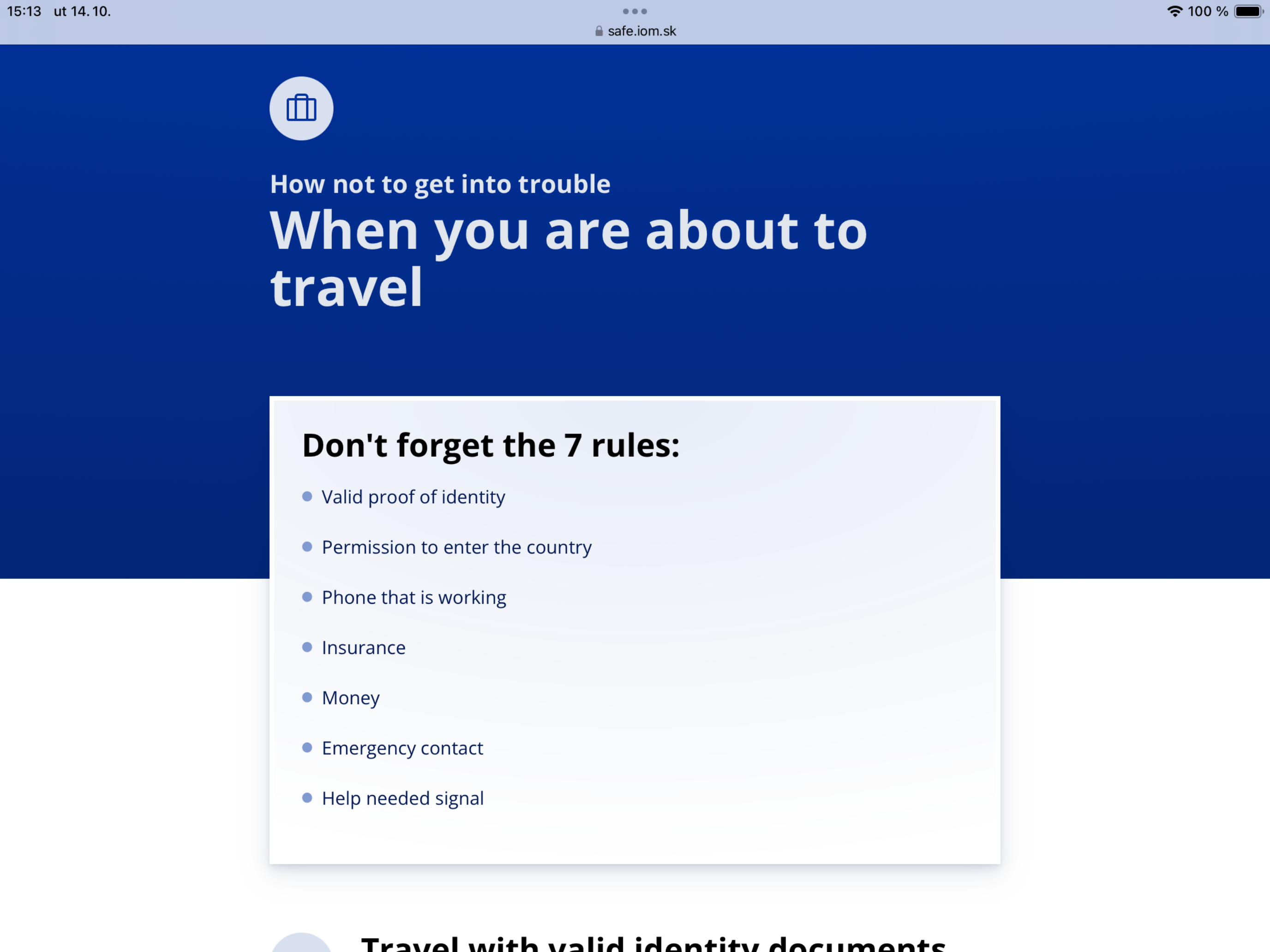 SAFE TRAVEL & WORK APPLICATION