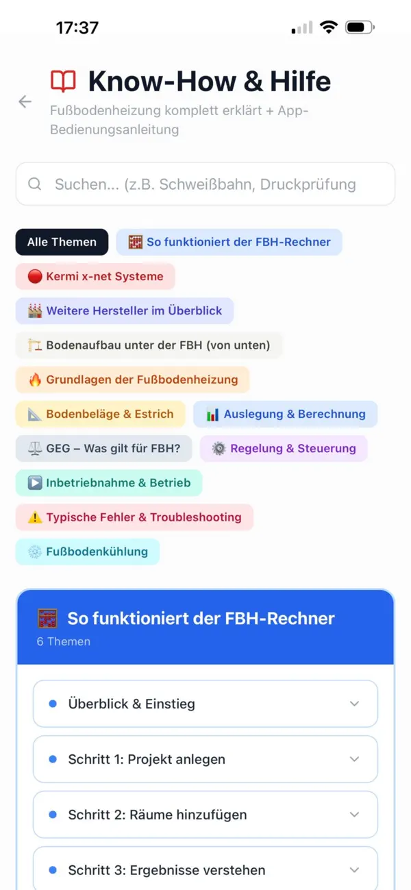 Screenshot #1 pour Fußbodenheizung Auslegung