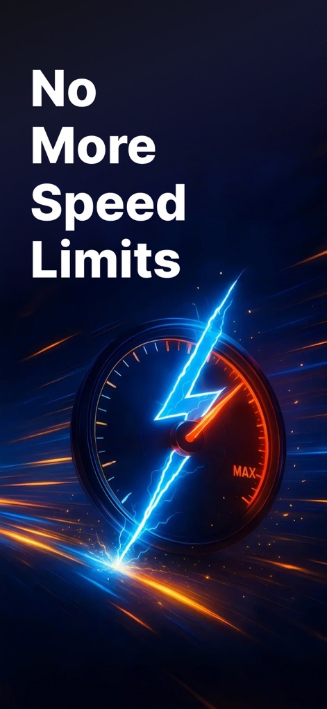 JumpJumpVPN: Fast & Secure - L'application met en avant des connexions ultra-rapides, comme le montre le compteur de vitesse dynamique et l'éclair symbolisant la performance maximale.