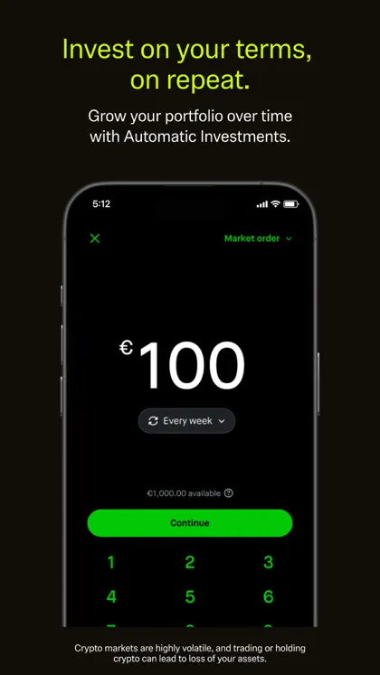 Screenshot 4 di 5 di Robinhood: Krypto; 5% Euro