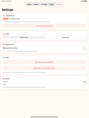 Furwell: Pet Health Tracker iPad screenshot