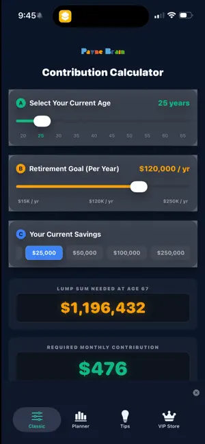 The Retirement Planner. screenshot 1