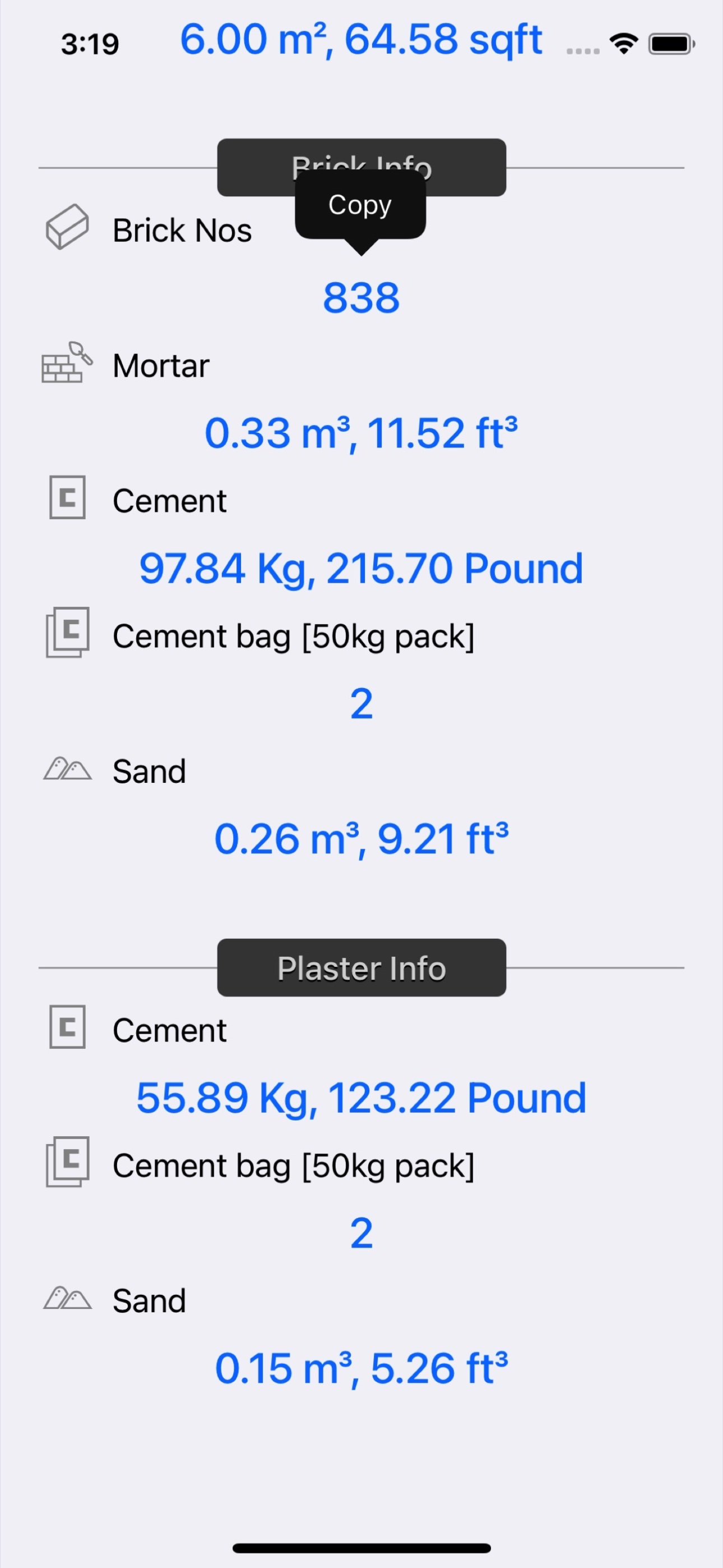 Brick and Plaster Calculator