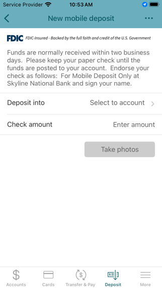 Skyline National Bank Screenshot