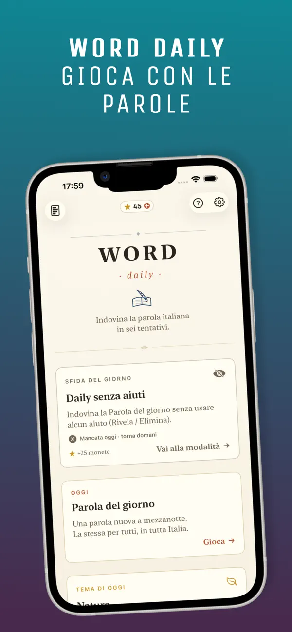 Schermata 1 di Word Daily - Parole italiane