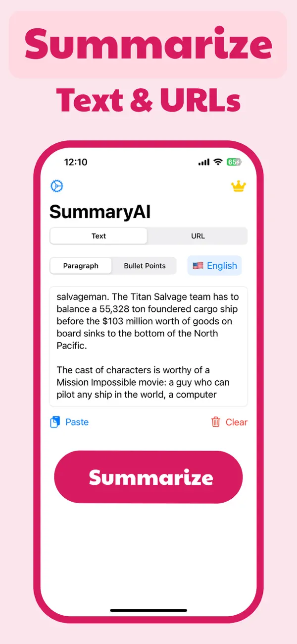 Screenshot #1 pour AI Summary - Text Summarizer
