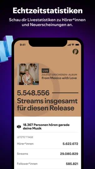 Screenshot von Spotify For Artists auf dem iPhone 10
