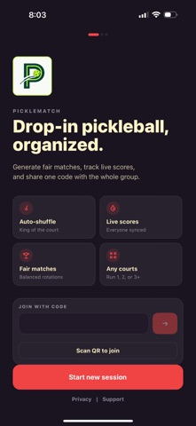 PickleMatch Scheduler Screenshot 1 of 7