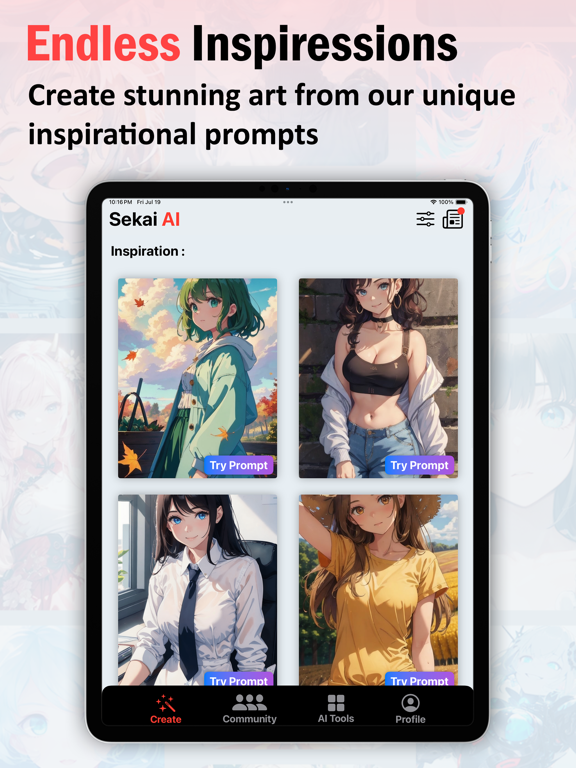 Sekai AI Anime Art Generator iPad screenshot 5 - Graphics & Design app