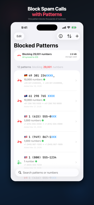 Phone Spam Pattern Blocker Screenshot 1 of 10