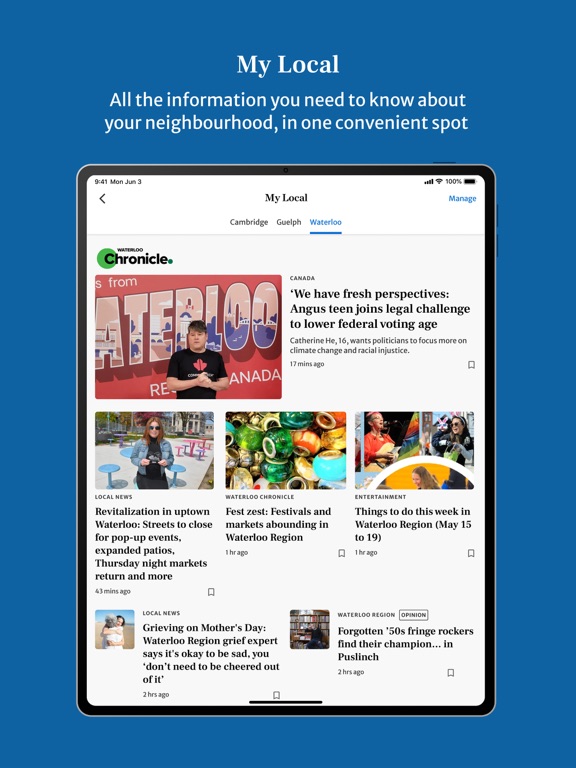 Waterloo Region Record iPad screenshot 6 - News app