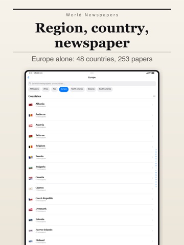 World Newspapers: Translated iPad screenshot