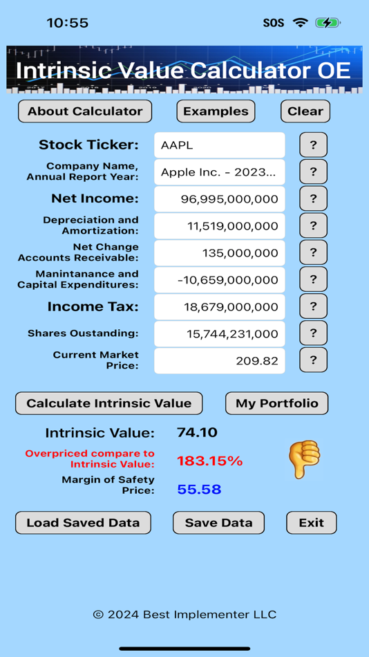 #2. Intrinsic Value Calculator OE (iOS) Podle: Best Implementer LLC