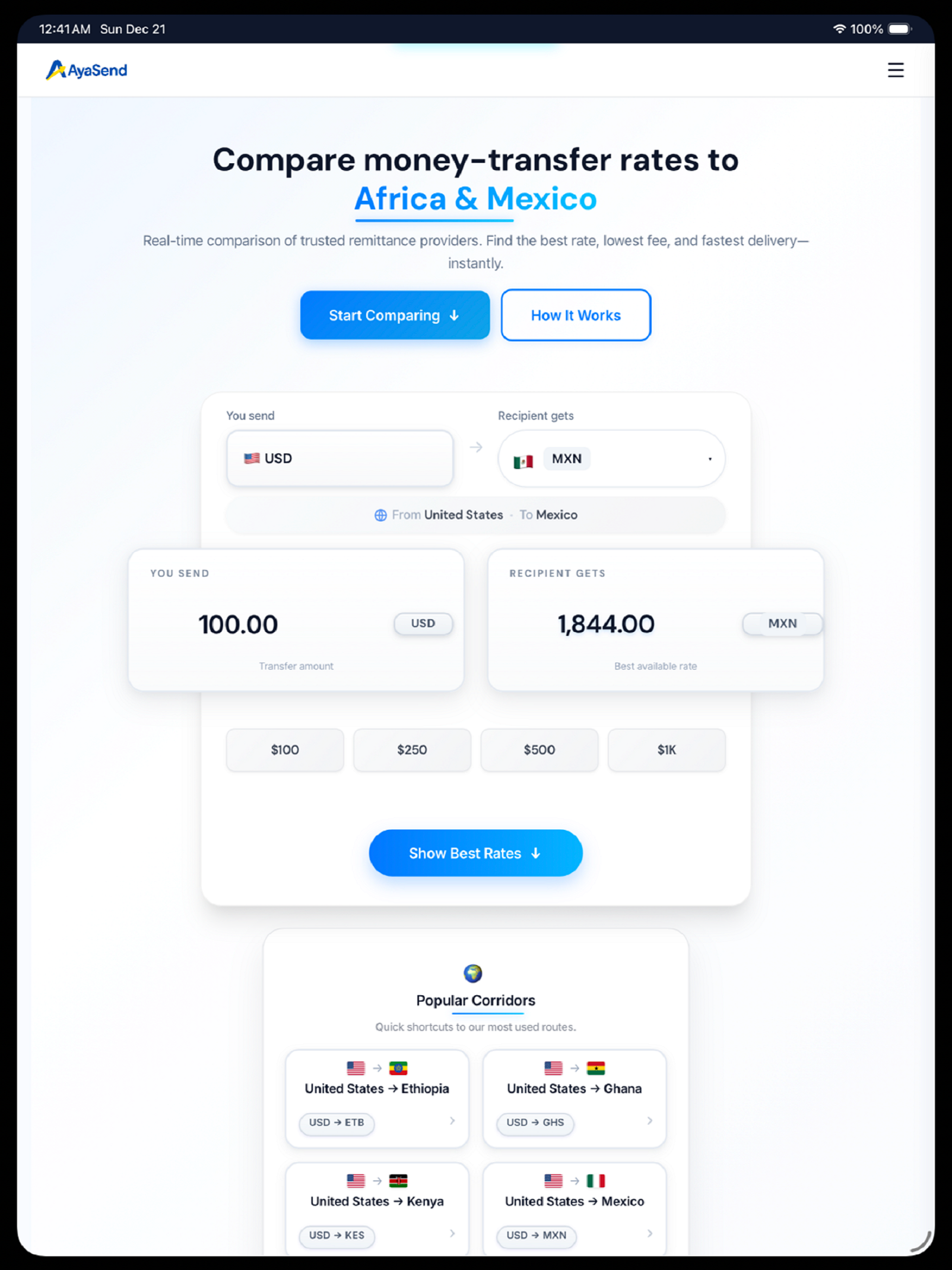 AyaSend - Money Transfer Rates screenshot 9