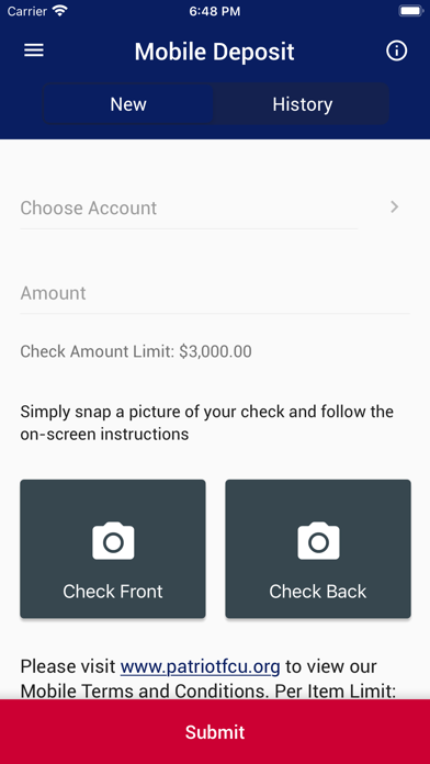 Patriot Federal Credit Union Screenshot