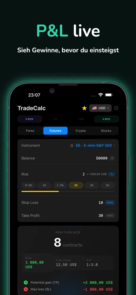 TradeCalc Positionsgröße — iPhone-Screenshot 5