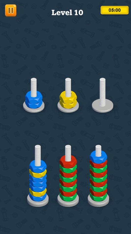 #1. Nuts and Bolts - Color Sorting (iOS) 게시자: Mumshad Jawad