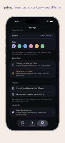 Baro – Migraine Diary iPhone screenshot