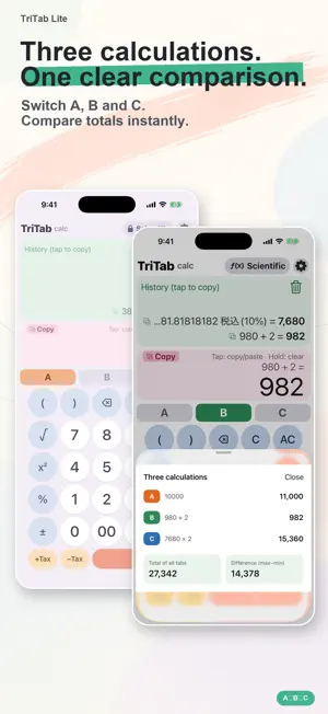 TriTab Calc Flex: Calculator screenshot 1