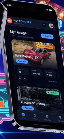 Retro car: Notes iPhone screenshot