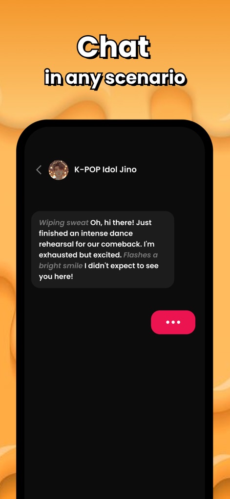 Soulplay - AI Roleplay - Experience immersive storytelling through the app's intuitive chat interface, allowing dynamic dialogues and expressive character actions within message bubbles.