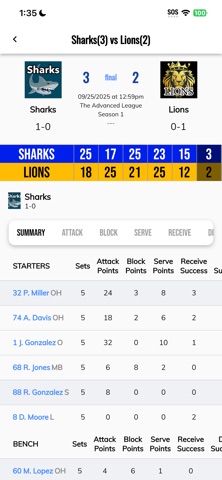 BT Volleyball Stats screenshot