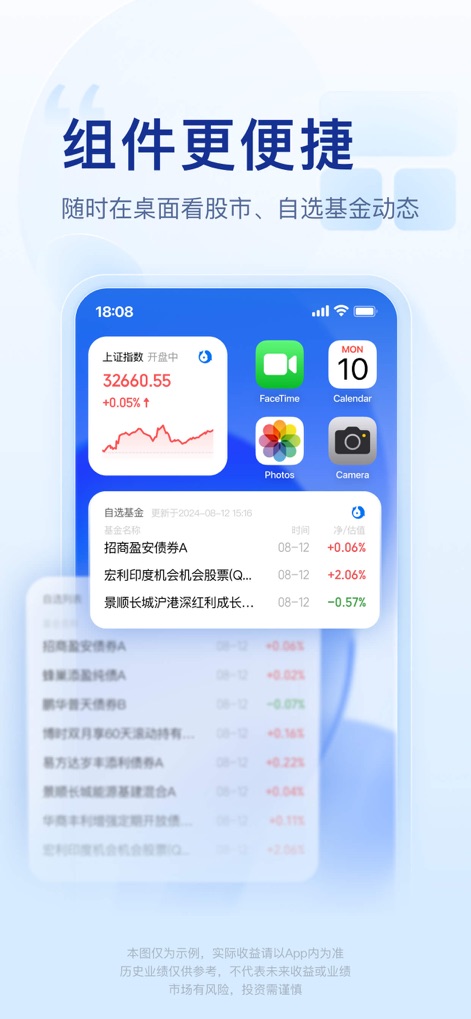 腾讯理财通-基金股票黄金等投资理财平台 - Explore the convenient home screen widgets, providing real-time market index updates and dynamic insights into self-selected funds.