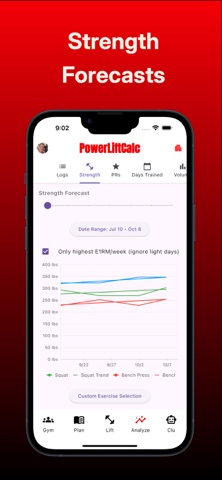PowerLiftCalc Workout Log app screenshot