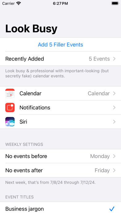 #LookBusy Fake Calendar Events Screenshot
