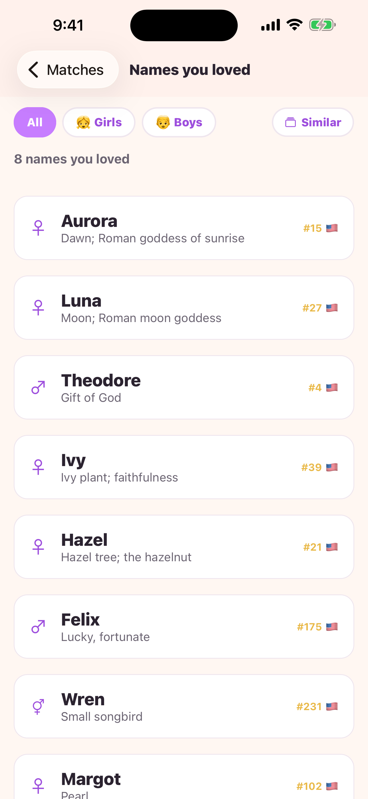 Swipe Baby Names screenshot 3