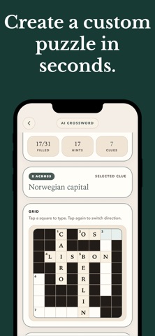AI Crossword Puzzle Maker iPhone screenshot