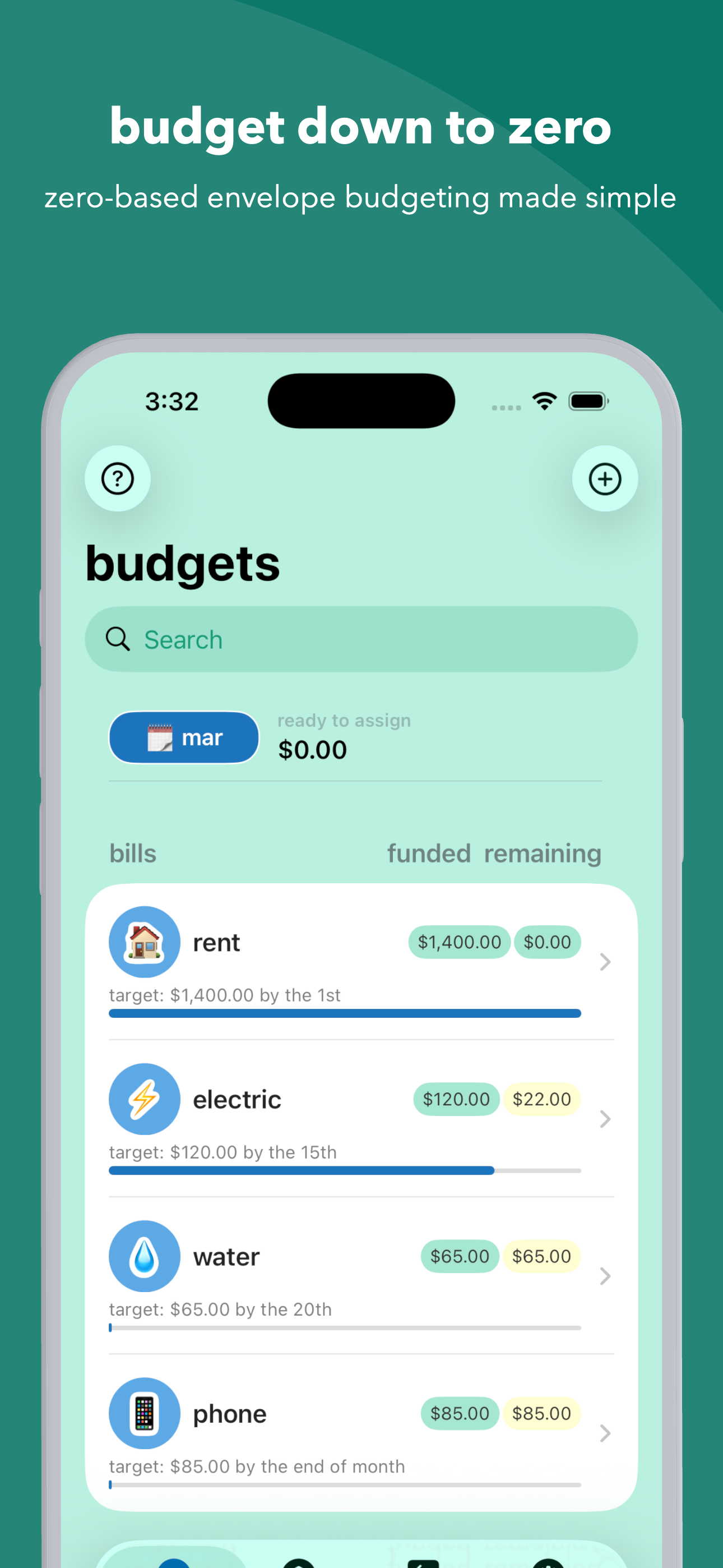 Budget Zero: Envelope Planner