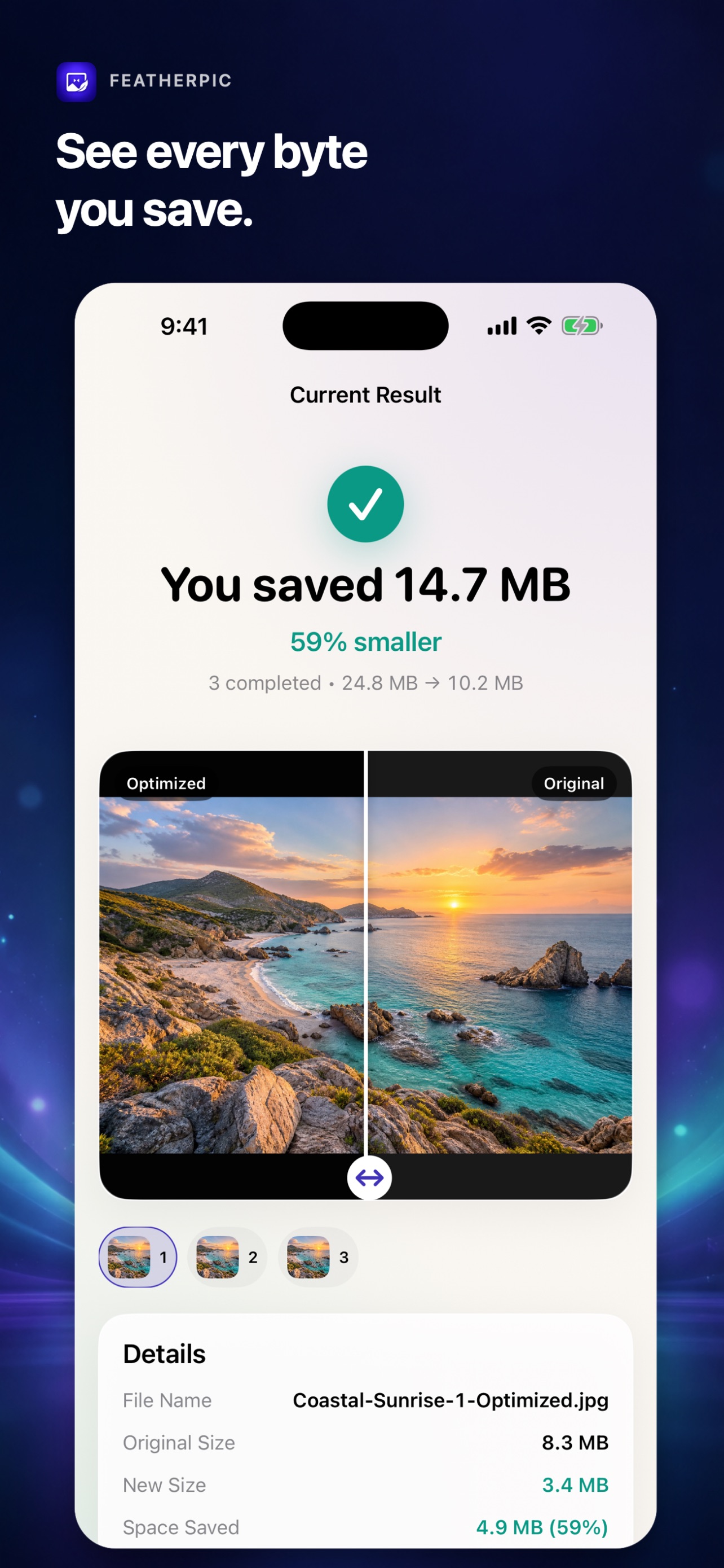Screenshot 3 of FeatherPic: Photo Compressor