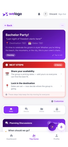 welago: Group Trip Planner iPhone screenshot