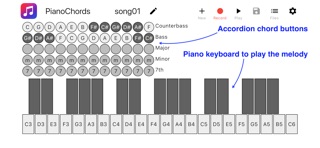Piano Chords: keys + accordion screenshot