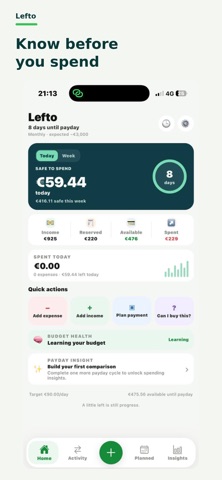 Lefto: Payday Budget Planner Screenshot 1 of 6