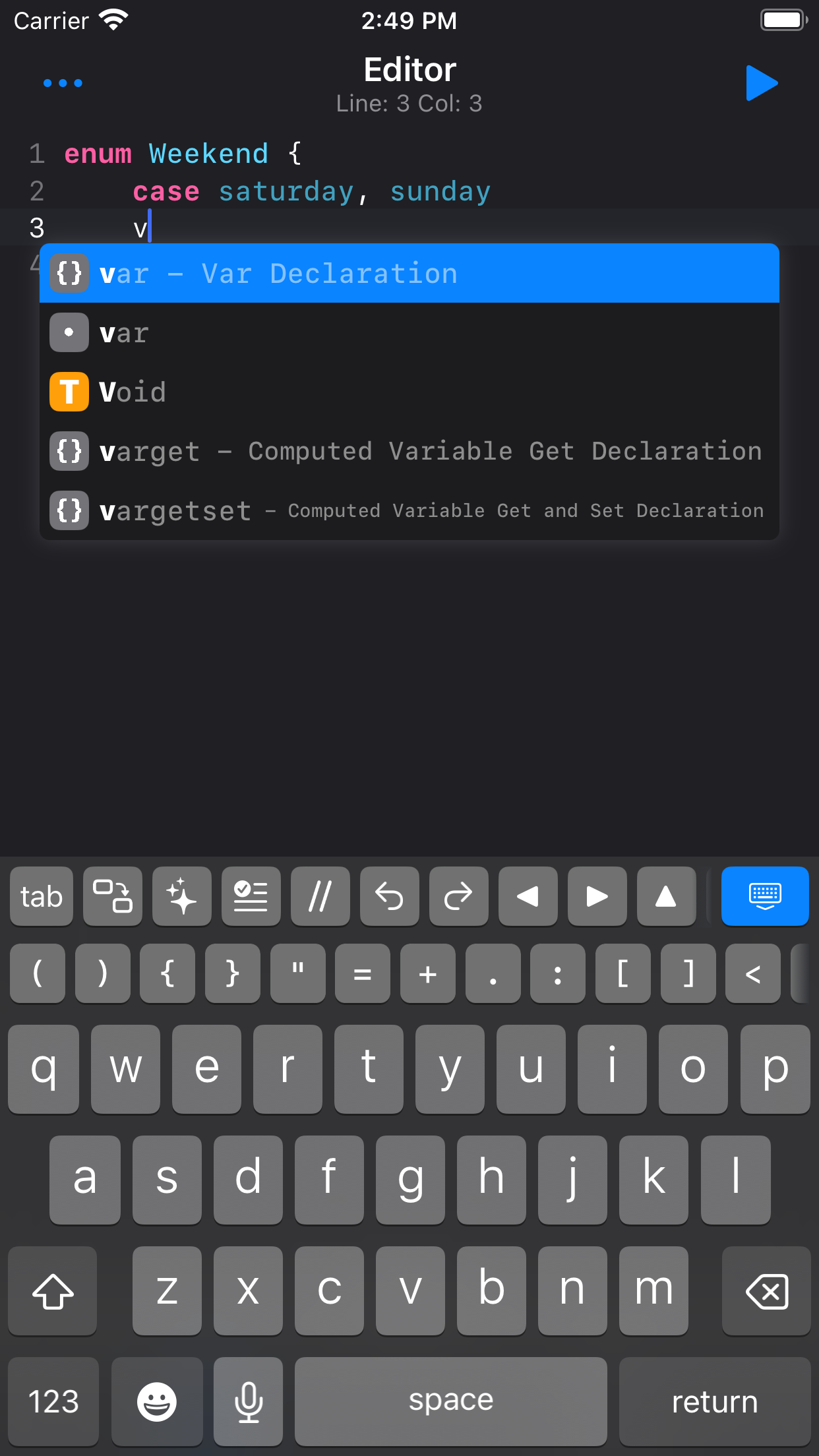 Swifty Compiler: Swift IDE screenshot 1