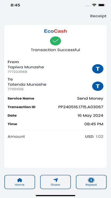 EcoCash Zimbabwe Screenshot