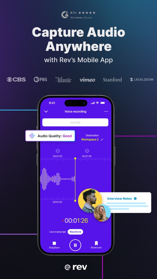 #1. Rev: Record & Transcribe (iOS) 由: Rev